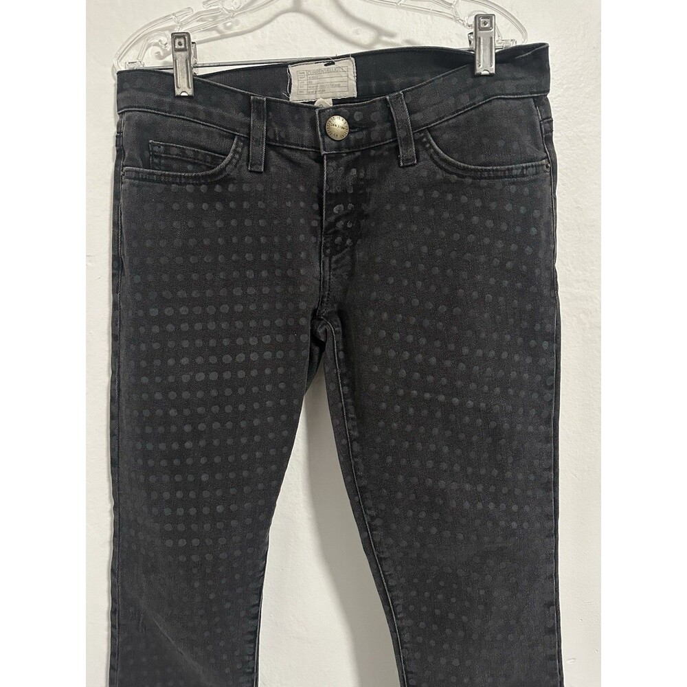 Current/Elliott Stiletto jeans in black with a tonal polka dot print, Size 25